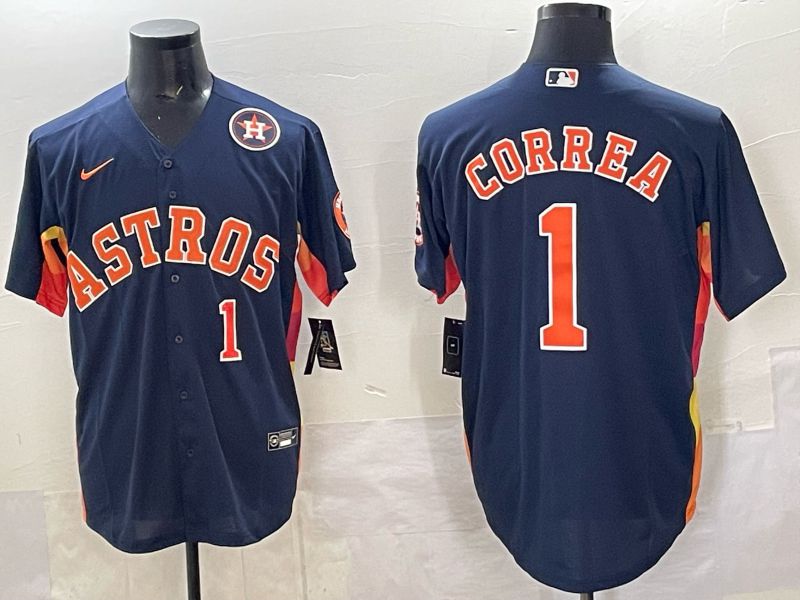 Men 2025 Houston Astros #1 Correa Blue Nike MLB Jersey 8201->houston astros->MLB Jersey